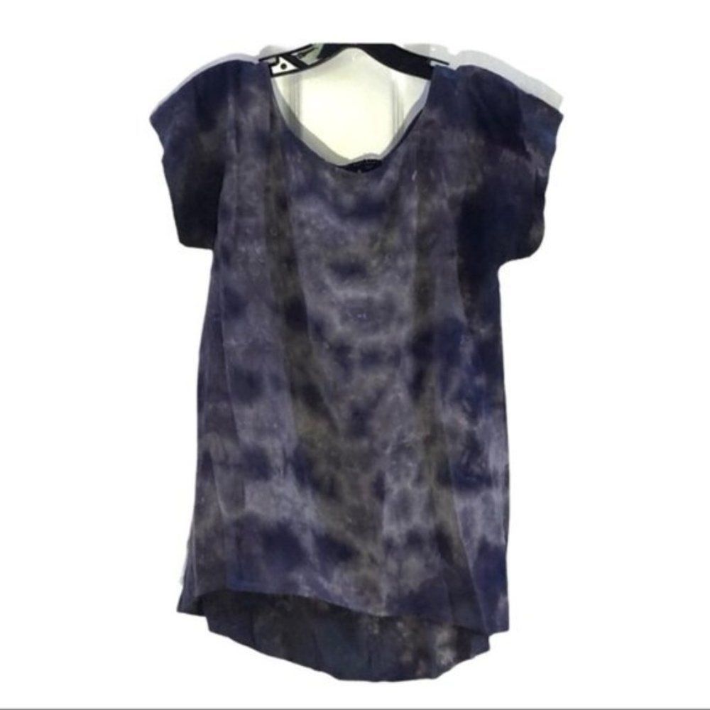 Refinery Purple Silk Tie Dye Short Sleeve Blouse Y